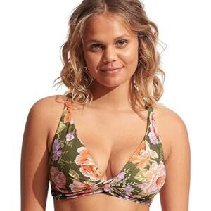 Seafolly Paradise Garden DD Wrap Front Bra Avocado Green Women's 6